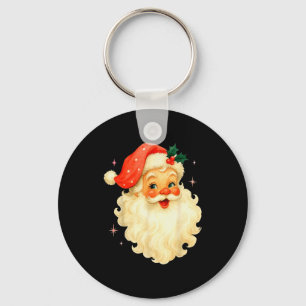 Santa Claus Pink Christmas Face Old Xmas Vintage P Key Ring