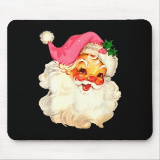 Santa Claus Pink Christmas Face Old Xmas Vintage P Mouse Pad