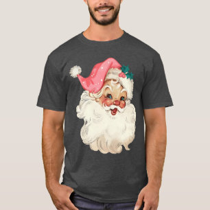 Santa Claus Pink Christmas Face Old Xmas Vintage P T-Shirt