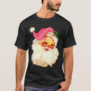 Santa Claus Pink Christmas Face Old Xmas Vintage P T-Shirt