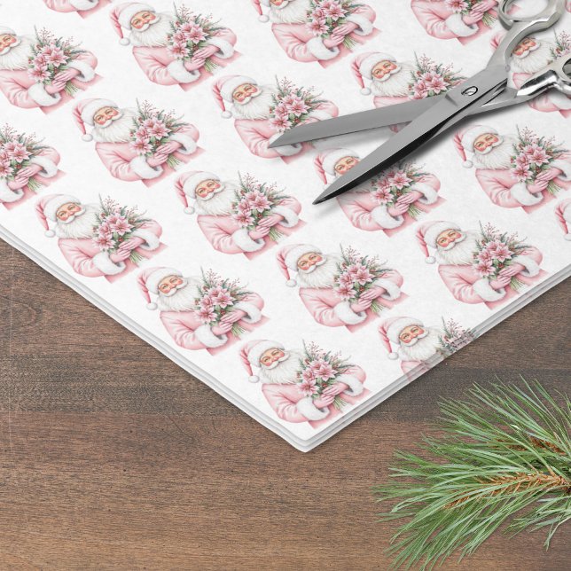 Santa Claus Pink Christmas Tissue Paper (Santa Claus Pink Christmas Tissue Paper)