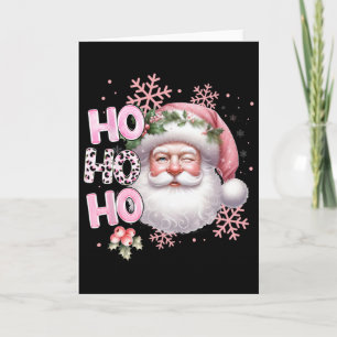 Santa Claus Pink Xmas Christmas Holidays Girl  Card