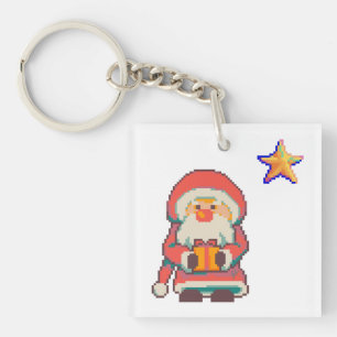 Santa Claus Pixelart, Pixel Art Key Ring