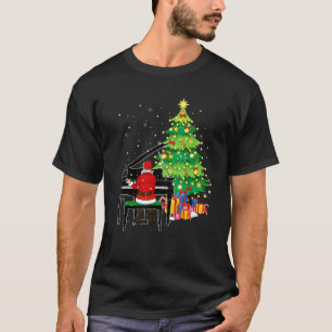 Santa Claus Play Piano Nearby Christmas Tree T-Shirt