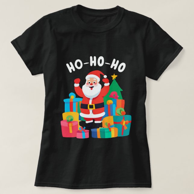 Santa Claus Playful HO-HO-HO Christmas T-Shirt (Design Front)