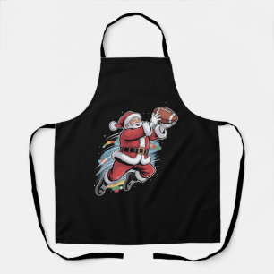 Santa Claus Playing American Football Christmas Apron