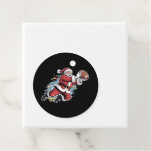 Santa Claus Playing American Football Christmas Favour Tags