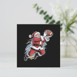 Santa Claus Playing American Football Christmas  Invitation