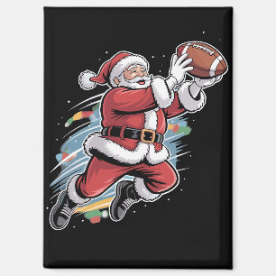 Santa Claus Playing American Football Christmas Magnet