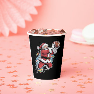 Santa Claus Playing American Football Christmas Paper Cups
