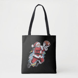 Santa Claus Playing American Football Christmas Tote Bag