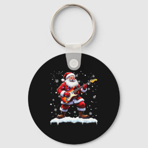 Santa Claus Playing B Guitar Christmas Xmas Music  Key Ring