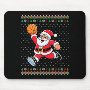 Santa Claus Playing Basketball Ugly Christmas Men  Mouse Pad