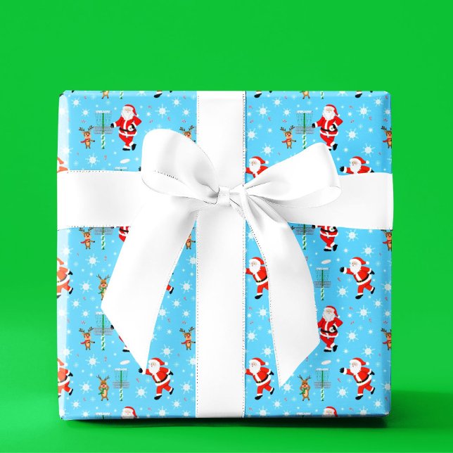 Santa Claus Playing Christmas Disc Golf Pattern Wrapping Paper (Creator Uploaded)
