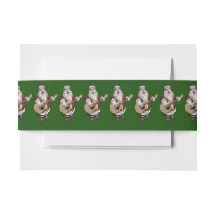 Santa Claus Playing Christmas Songs On His Guitar Invitation Belly Band