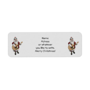 Santa Claus Playing Christmas Songs On His Guitar Return Address Label