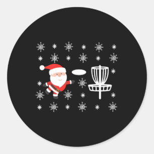 Santa Claus Playing Disc Golf Ugly Christmas Classic Round Sticker