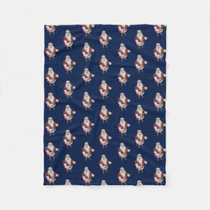 Santa Claus Playing Electric Guitar Fleece Blanket