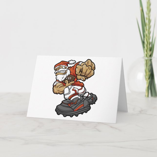 Santa Claus Playing Football illustration Card (Front)
