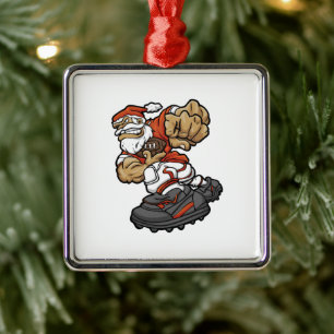 Santa Claus Playing Football illustration Metal Ornament