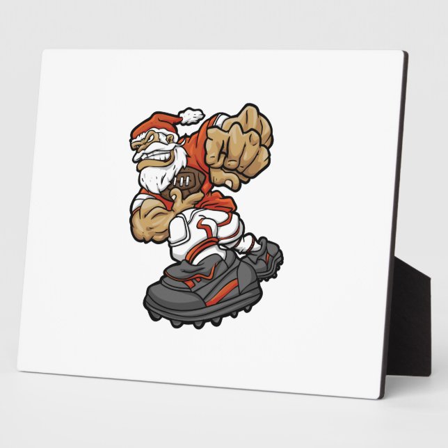 Santa Claus Playing Football illustration Plaque (Side)