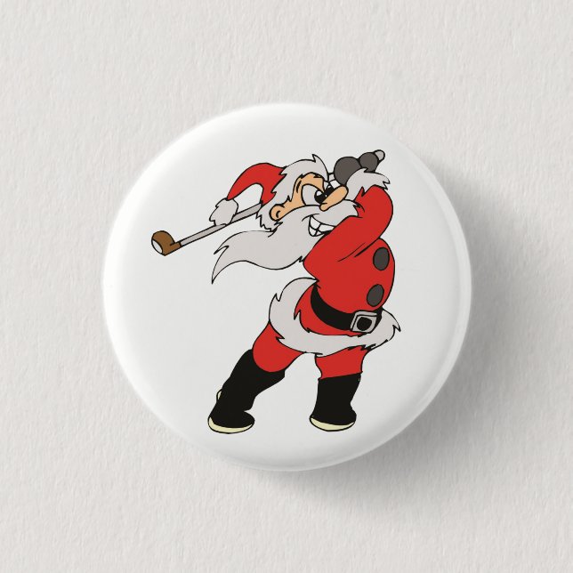 Santa Claus playing golf 3 Cm Round Badge (Front)