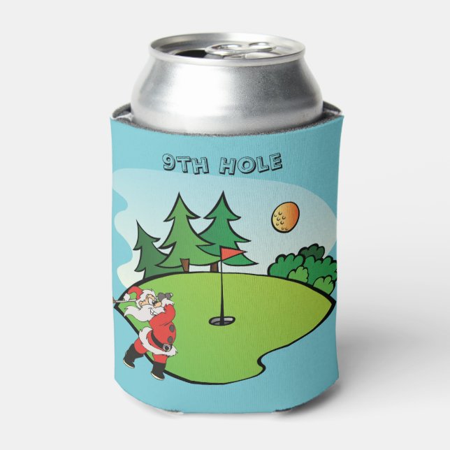 Santa Claus playing golf on the 9th hole Can Cooler (Can Front)