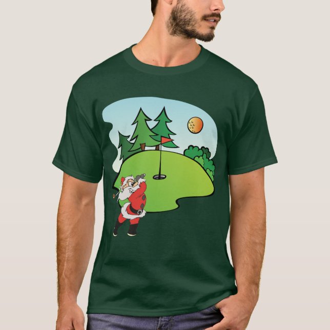 Santa Claus playing golf on the 9th hole T-Shirt (Front)
