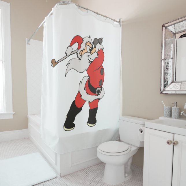 Santa Claus playing golf Shower Curtain (In Situ)