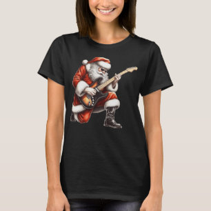 Santa Claus Playing Guitar Funny Christmas Rock 'N T-Shirt