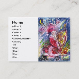 SANTA CLAUS PLAYING HARP IN THE MOONLIGHT BUSINESS CARD