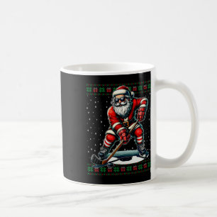 Santa Claus Playing Hockey Ugly Christmas Sweater Coffee Mug