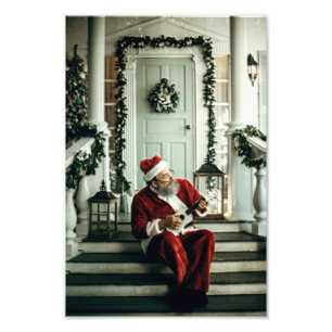 Santa Claus Playing Music Photo Print
