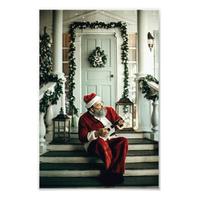 Santa Claus Playing Music Photo Print (Front)
