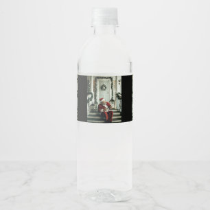 Santa Claus Playing Music Water Bottle Label