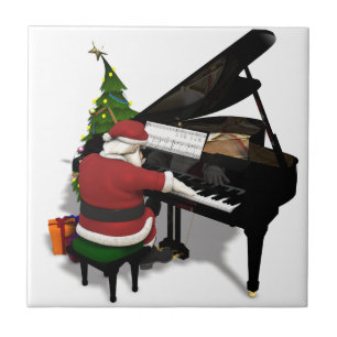 Santa Claus Playing Piano Ceramic Tile
