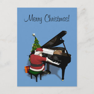 Santa Claus Playing Piano Holiday Postcard