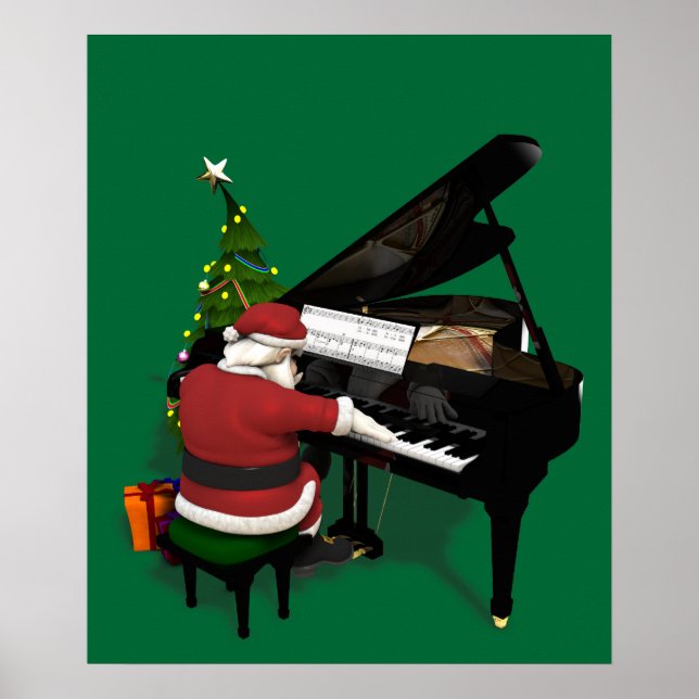 Santa Claus Playing Piano Poster (Front)