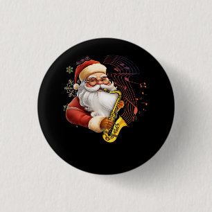 Santa Claus Playing Saxophone Musical Musician Chr 3 Cm Round Badge