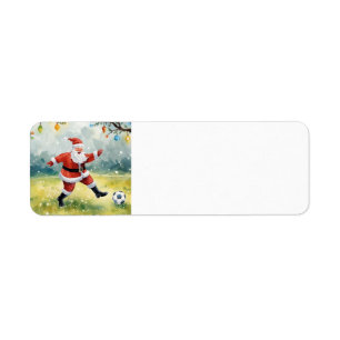 Santa Claus playing Soccer Christmas field Return Address Label