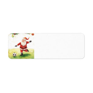 Santa Claus playing Soccer Christmas field Return Address Label