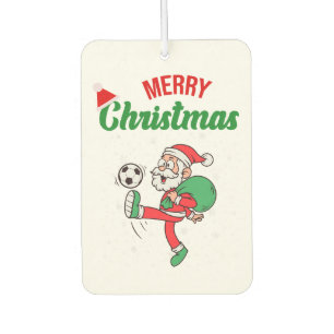 Santa Claus Playing Soccer Funny Christmas  Car Air Freshener