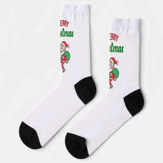 Santa Claus Playing Soccer Funny Cute Socks (Left)