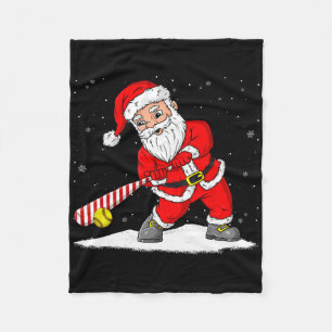 Santa Claus Playing Softll Merry Christmas Pajama Fleece Blanket