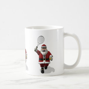 Santa Claus Playing Tennis Coffee Mug