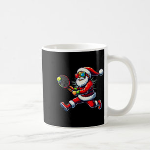Santa Claus Playing Tennis Game Tennis Racket Chri Coffee Mug