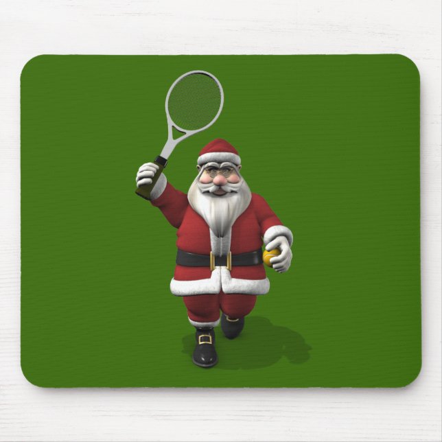 Santa Claus Playing Tennis Mouse Pad (Front)