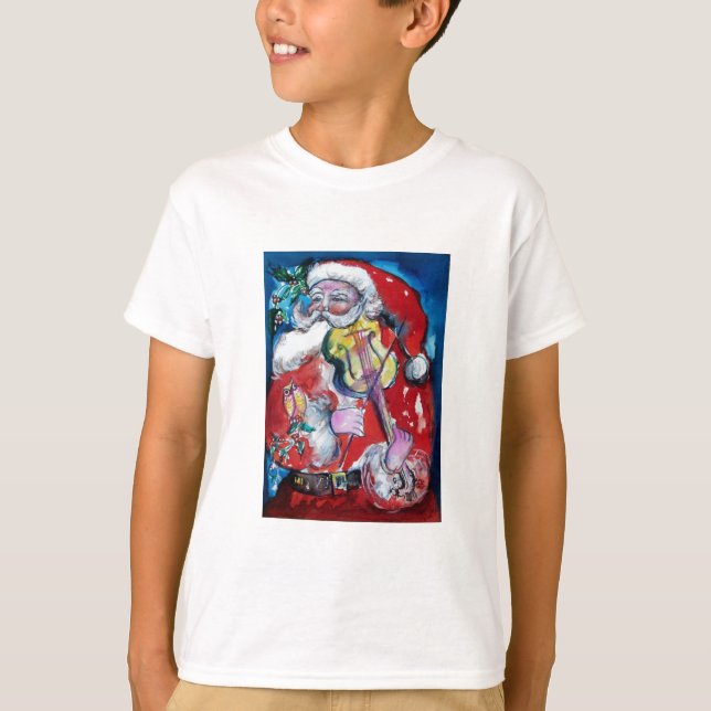 SANTA CLAUS PLAYING VIOLIN Christmas Party T-Shirt (Front)