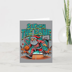 Santa Claus Plays Basball- Christmas Xmas Boys Card