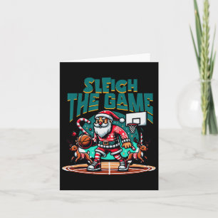 Santa Claus Plays Basketball- Christmas Xmas Boys  Card